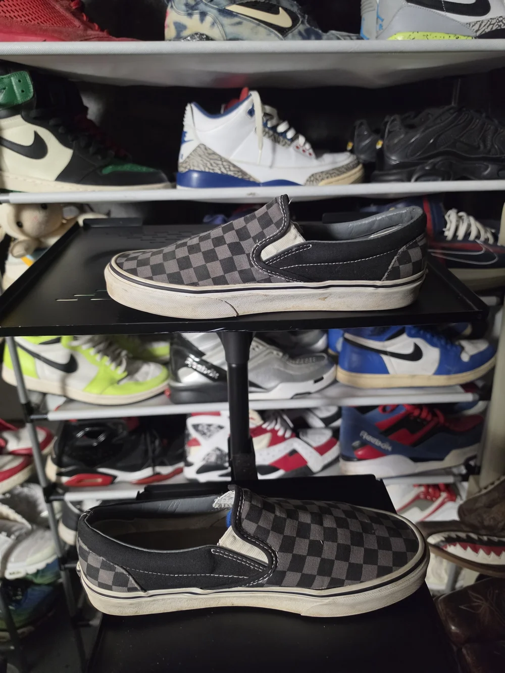 🔥 Vans Classic Slip-On Checkerboard — Black/Grey Men Size 8